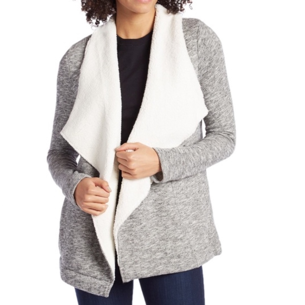 Z Supply The Sherpa Open-Front Cardigan Sweater Gray Size S